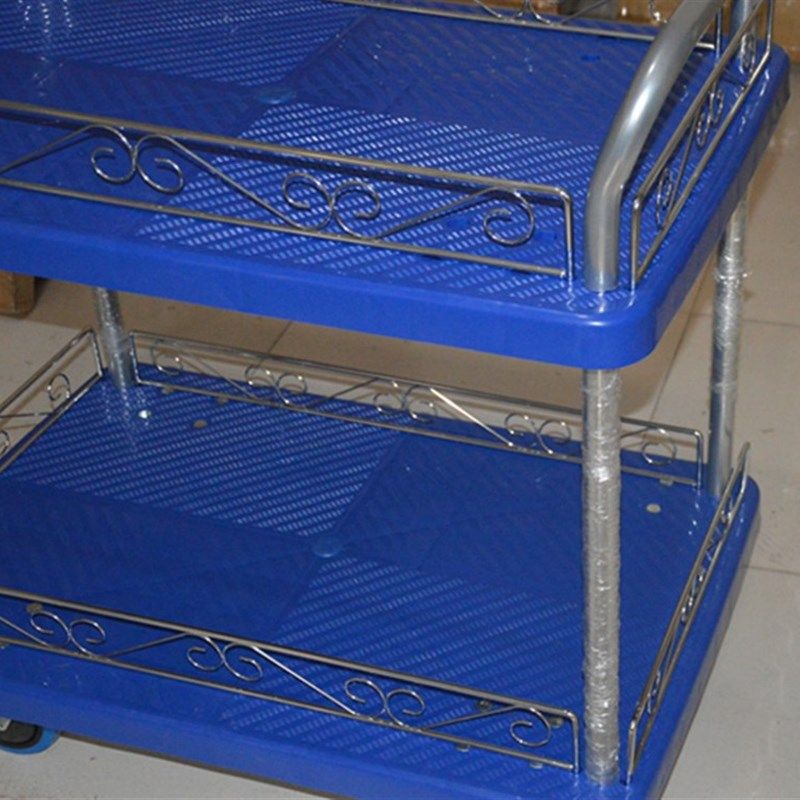 加厚双层平板车推货车物流周转车围栏车 静音手推车搬运车包邮