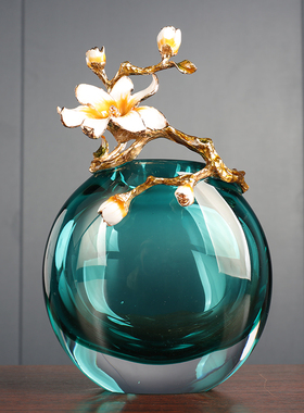 新中式古法琉璃花瓶工艺礼品摆饰客厅家用轻奢玄关电视柜珐琅彩装