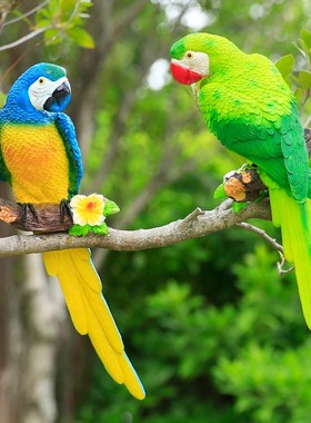 优选户外花园庭院子树上动物装饰挂饰彷真鸟类金刚鹦鹉摆件树脂工