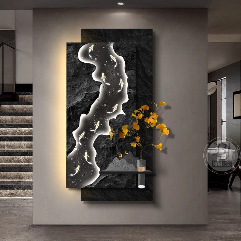 优选轻奢客厅玄关装饰画极简水培花瓶壁画走廊过道挂画LED氛围灯,家居饰品,氛围画/灯画,淘宝优惠券,粉丝福利购,淘宝优惠卷