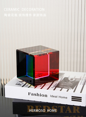 优选HERMOSO 彩色方体水晶摆件客厅桌面书房酒柜装饰品办公室乔迁