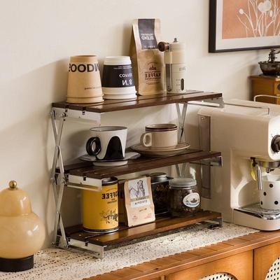 桌面置物架家用电脑桌可折叠咖啡杯架露营桌吧台收纳摆件整理架子