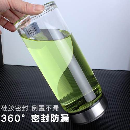 便携大容量水杯单层玻璃杯男女士加厚泡茶杯透明耐热ml道