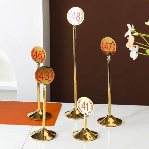 酒店金色台牌婚礼桌卡席位卡牌不锈钢台号牌饭店餐厅宴用数字餐牌