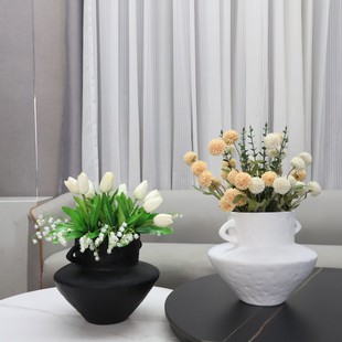 北欧创意双耳花器艺术摆件客厅餐厅书房玄关电视柜样板房家居饰品