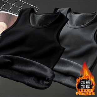 男士加绒加厚保暖背心秋冬季打底衫紧身运动背心内穿马甲内搭上衣
