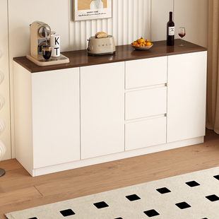 全实木餐边柜靠墙一体储物柜客厅置物柜家用橱柜2025新款收纳柜子