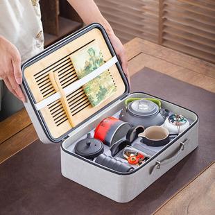 整套黑陶车载功夫泡茶器露营烧水装 户外旅行茶具套装 备便携包