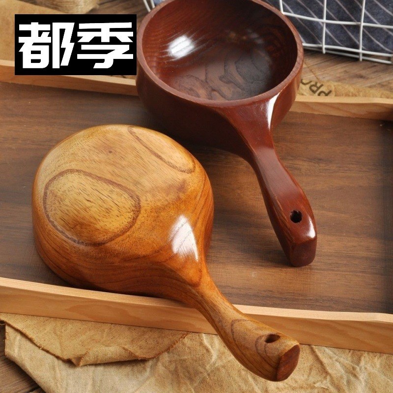 韩式整木手柄吃水瓢实木量勺大号桑拿大叶樟木水瓢厨具