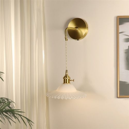 美式复古壁灯卧室床头灯简约轻奢全铜客厅背景墙灯饰