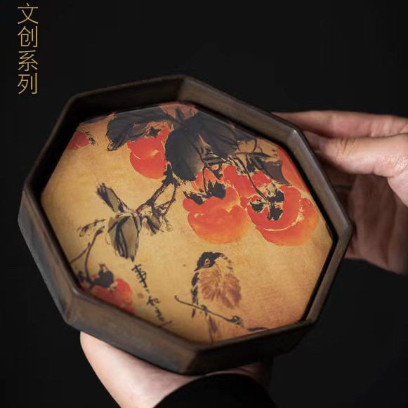 创意柿子石榴干泡盘茶盘中式复古国潮陶瓷壶承小茶盘功夫茶具