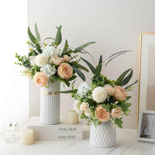 北欧现代彷真花假花香槟色小清新客厅餐桌电视柜玄关装饰摆饰绿植