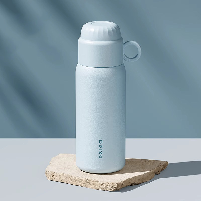 物生物保温杯女吸管水杯316不锈钢便携简约带盖双饮杯子2024新款