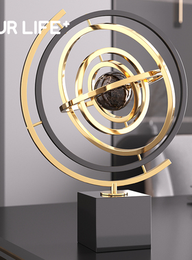 地球仪摆件金属质感高档轻奢客厅家居装饰品书房办公室桌面工艺礼