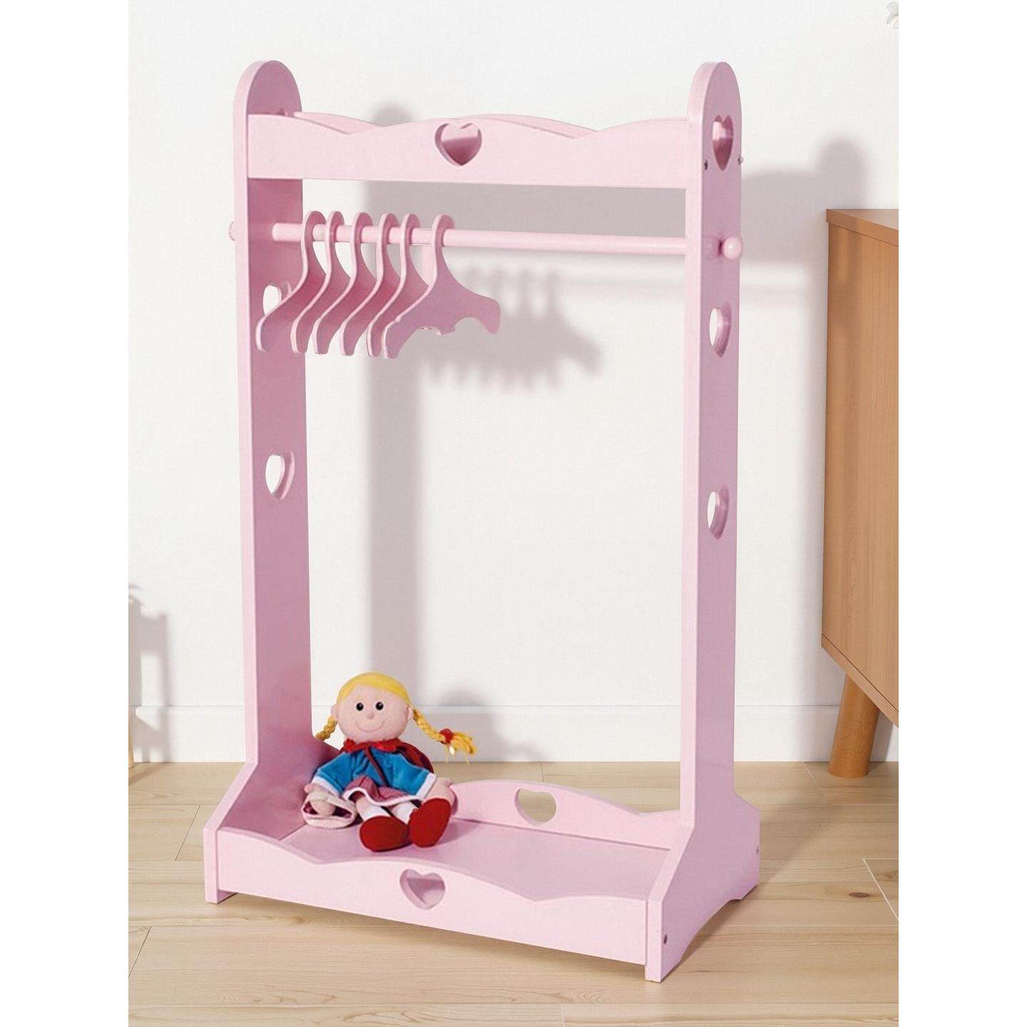 2025新款公主儿童衣柜粉色落地衣架卧室置物架新款挂衣晾衣架