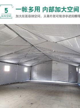 野户外救型防雨水施殖帐篷工地程民用住人大灾养蜂养X工帆布棉帐