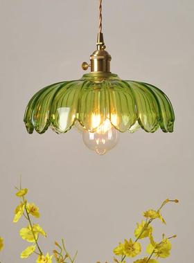 老上海民国怀旧田园灯具餐厅咖啡厅黄铜灯头绿色玻璃复古风吊灯