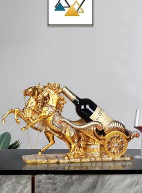 欧式创意双战马红酒架子摆件家用客厅高档时尚现代轻奢酒柜装饰品
