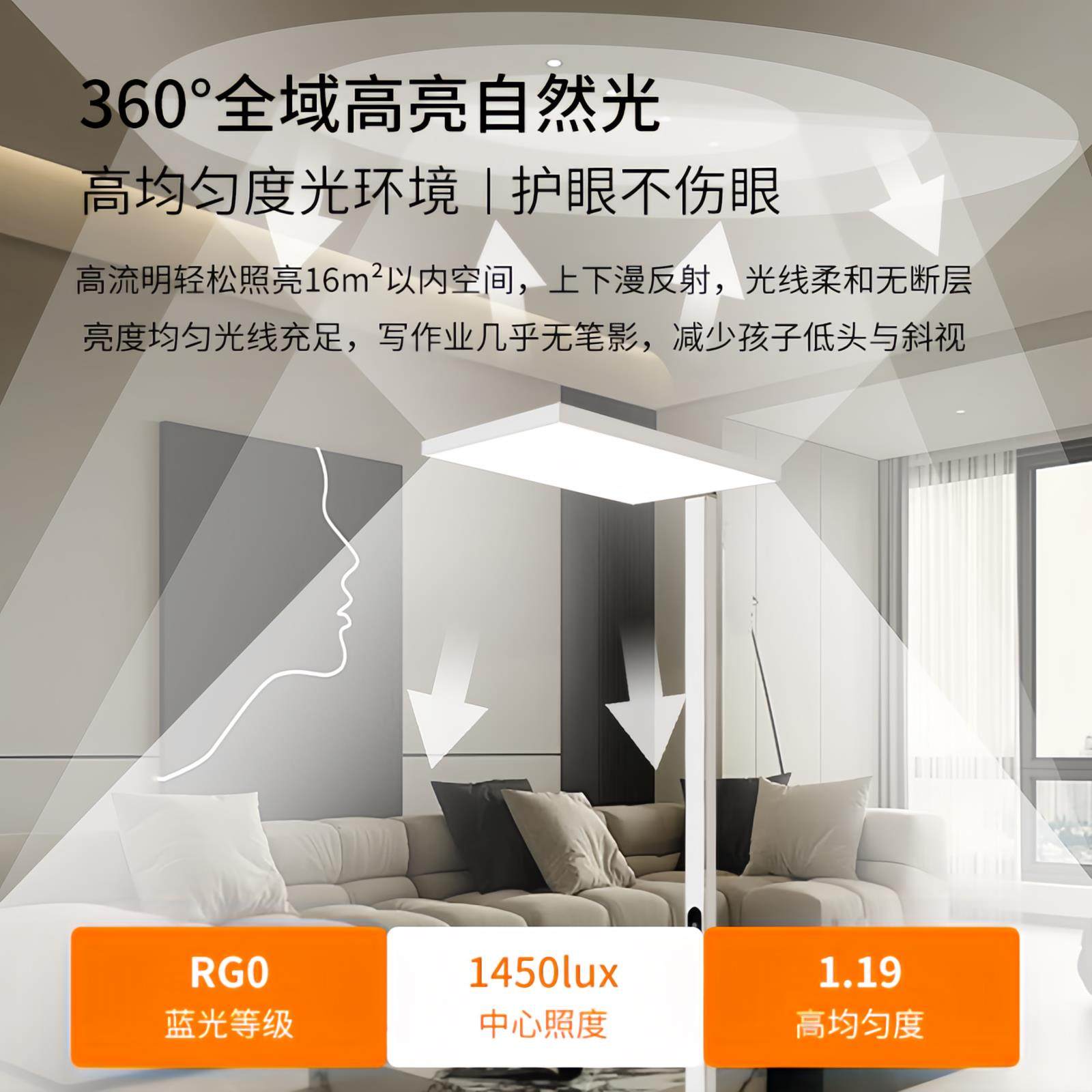 漫书雨星光Pro大路灯全光谱落地护眼灯学习专用儿童立式台灯0频闪