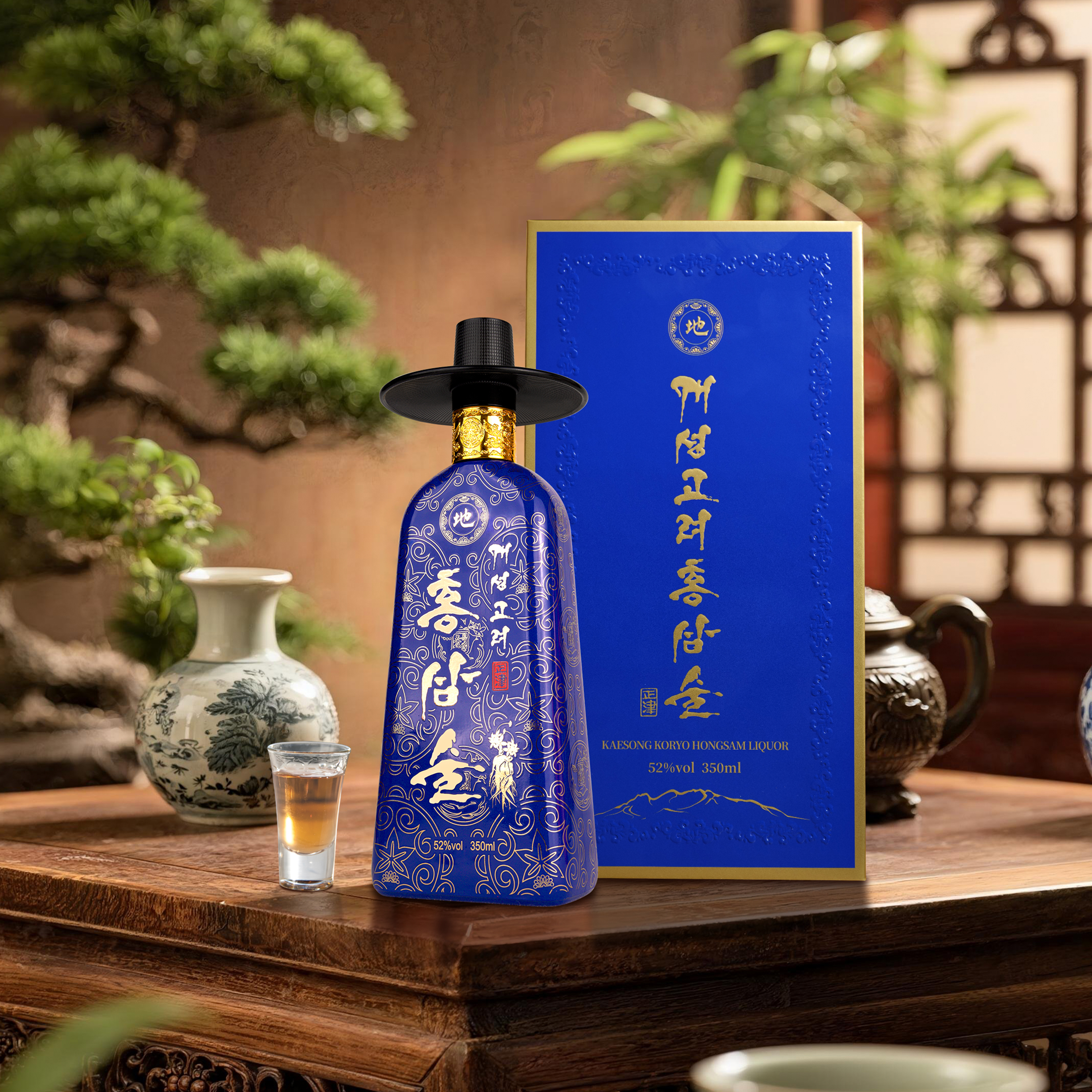 朝鲜原装进口开城高丽红参地酒350ml 滋补送礼请客人参酒健康礼物