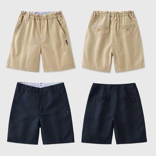 儿童卡其色短裤男童女孩纯棉藏青黑色五分中裤夏薄小学生校服裤子