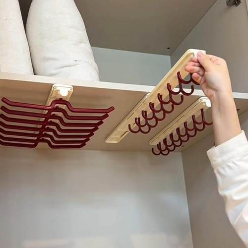 衣柜挂钩可抽拉伸缩免打孔挂衣架宿舍家用内衣文胸短裤滑轨收纳杆