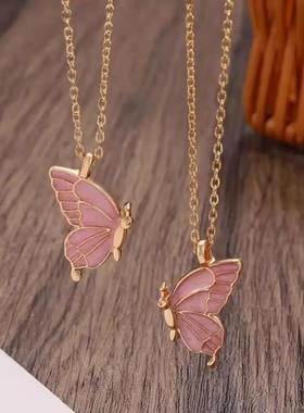 闺蜜小挂件二人闺蜜项炼女二人款友谊项炼好朋友项炼一对滴油蝴蝶