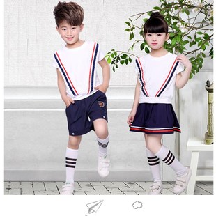 幼儿园园服男女童装 班服英伦学院风中小学生校服 儿童夏季 白色衬衫