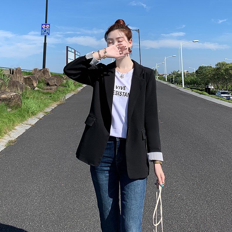 休闲西装外套女2024新款春夏薄款小个子显瘦高级感春秋黑色小西服