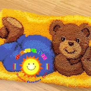 段段绣/毛线绣/地毯绣/绒绣钩针绣坐垫挂毯挂画 小蓝熊 手工套件