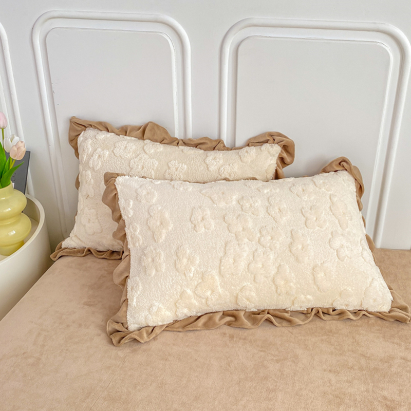 2023新款冬季加厚牛奶塔芙绒四件套珊瑚绒床单花边被套加绒三件套