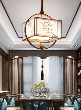 新中式餐厅吊灯中国风复古禅意酒店茶楼包间书房卧室玄关入户灯具