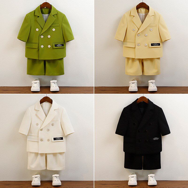 夏季男童西装套装英伦儿童礼服花童宝宝周岁男孩主持人走秀演出服