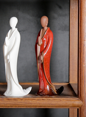 新中式禅意陶瓷创意无相佛摆件 家居装饰玄关酒柜摆设镇宅工艺品