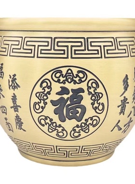 招财摆件家用旺宅纯黄铜米缸新款特大号黄铜米缸聚财真黄铜聚宝盆