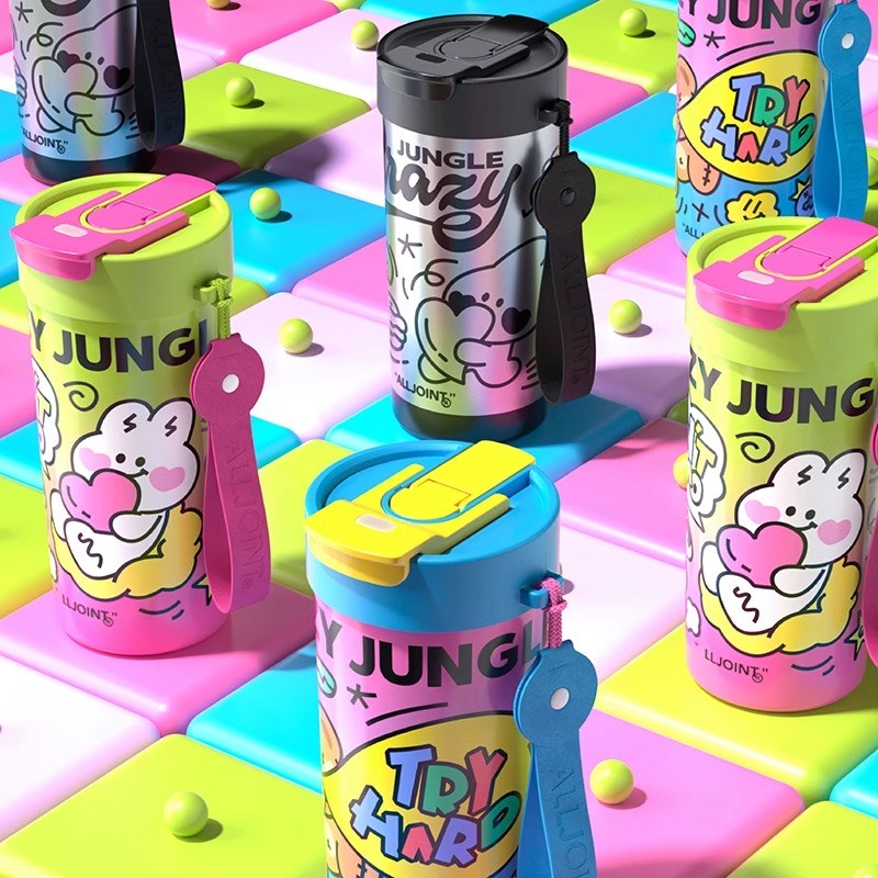 优仅咖啡杯陶瓷内胆覆层保温杯女生随行男吸管外带水杯子生日礼物