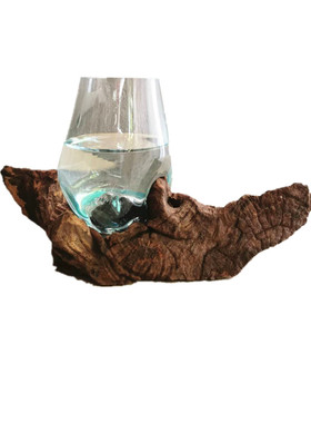 沉木枯木创意个性绿萝铜钱草玻璃水培花插 禅意 新中式小鱼缸摆件