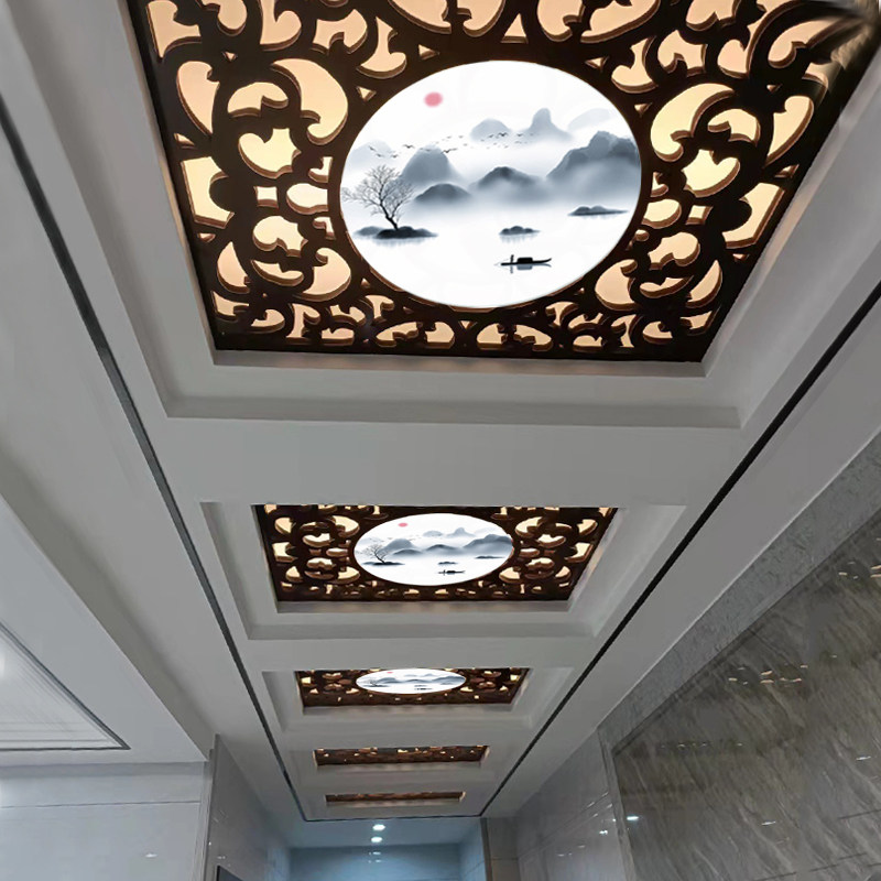 吊顶镂空花格雕花板隔断装饰通花中式客厅过道背景墙欧式屏风PVC