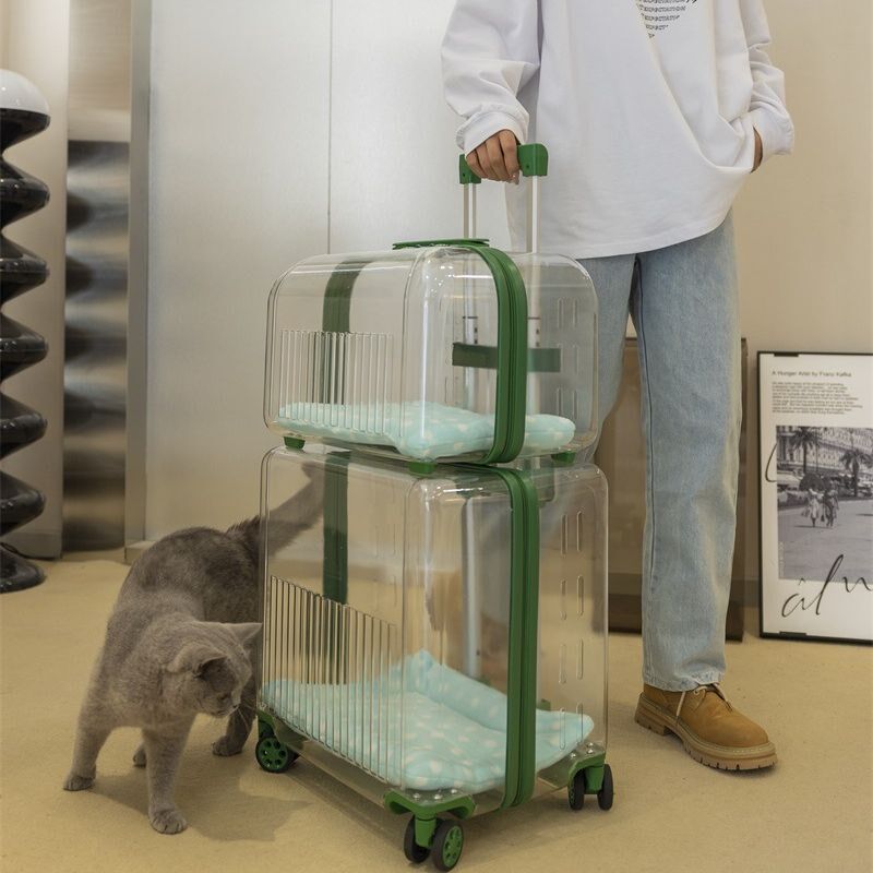 猫包拉杆箱外出便携双层两只猫咪行李箱透明狗狗太空舱宠物旅行箱