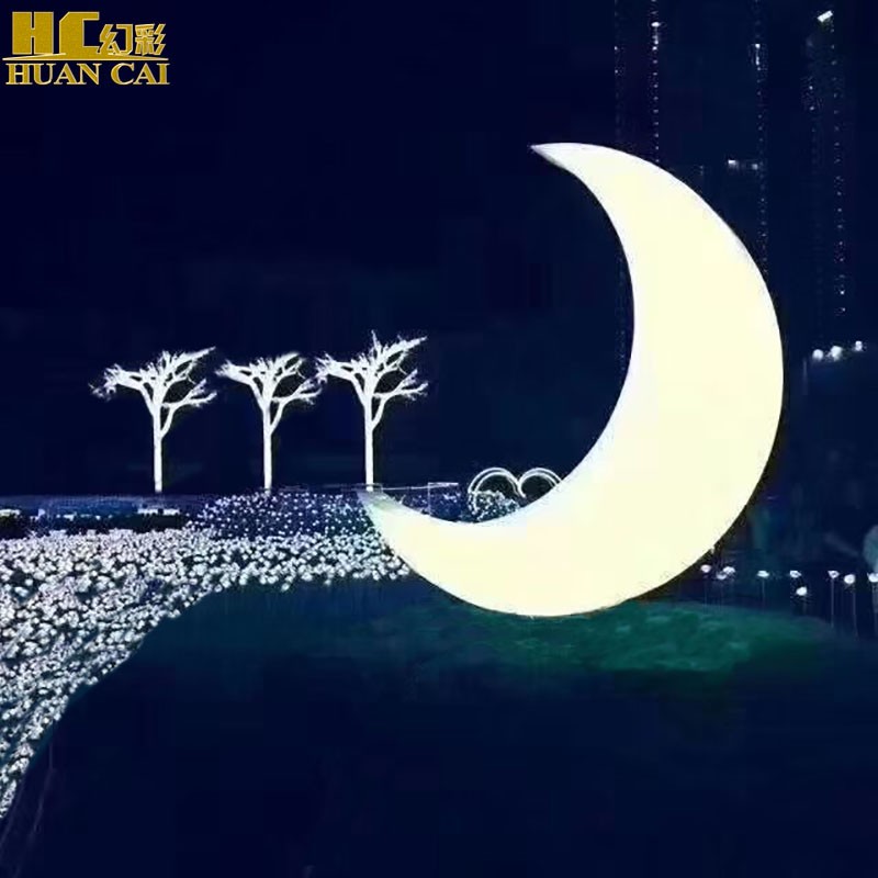 发光月亮秋千大月亮灯摄影道具户外装饰美陈灯饰民宿灯网红月牙灯