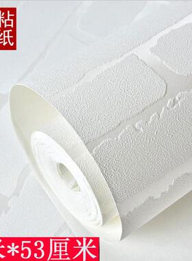 不织布自粘壁纸复古文化砖白色白砖纹砖块服装店面饭厅背景墙壁纸