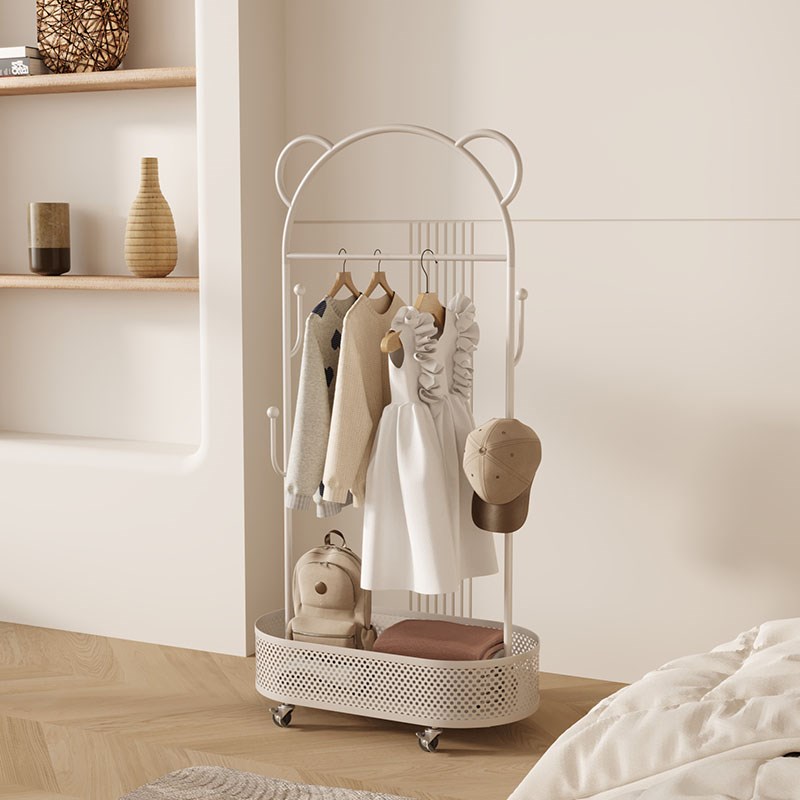 YANASO奶油风儿童创意衣帽架家用卧室可移动落地卡通收纳挂衣架