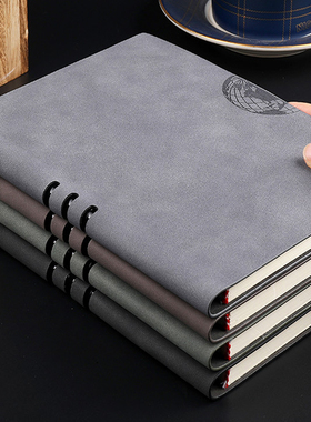 灰色羊巴商务笔记本定制logo记事本办公仿皮日记本子a5软面抄皮面