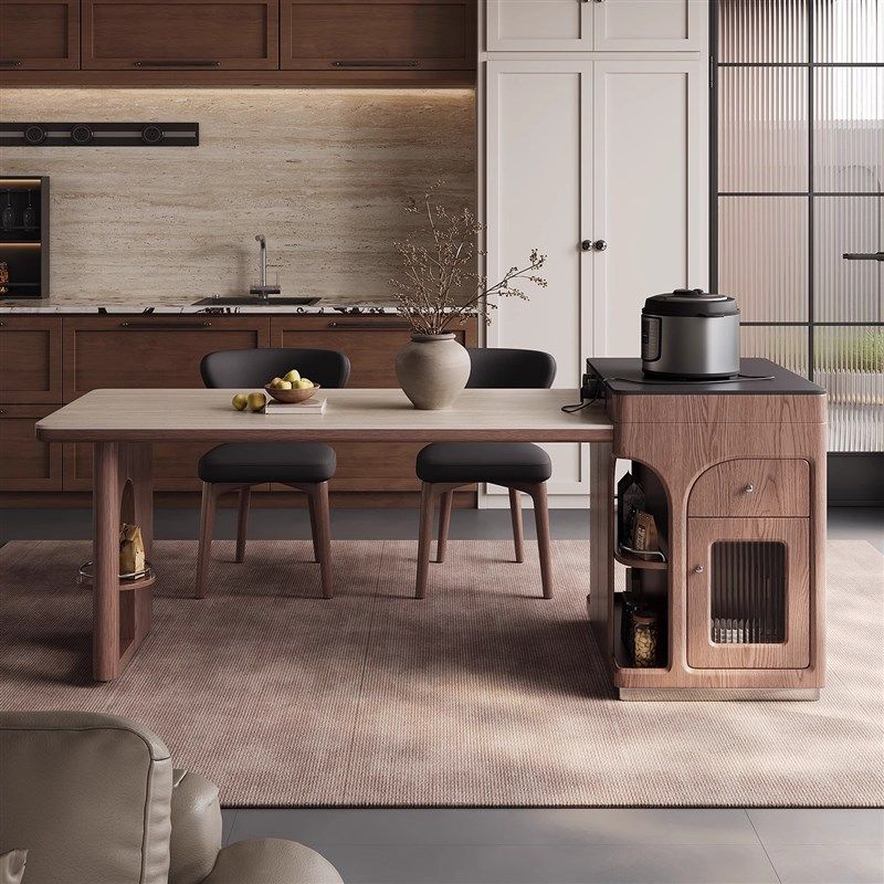 新中式禅意黑胡桃白蜡木岛台餐桌高端家用客厅酒店民宿别墅饭桌,住宅家具,岛台餐桌,淘宝优惠券,粉丝福利购,淘宝优惠卷