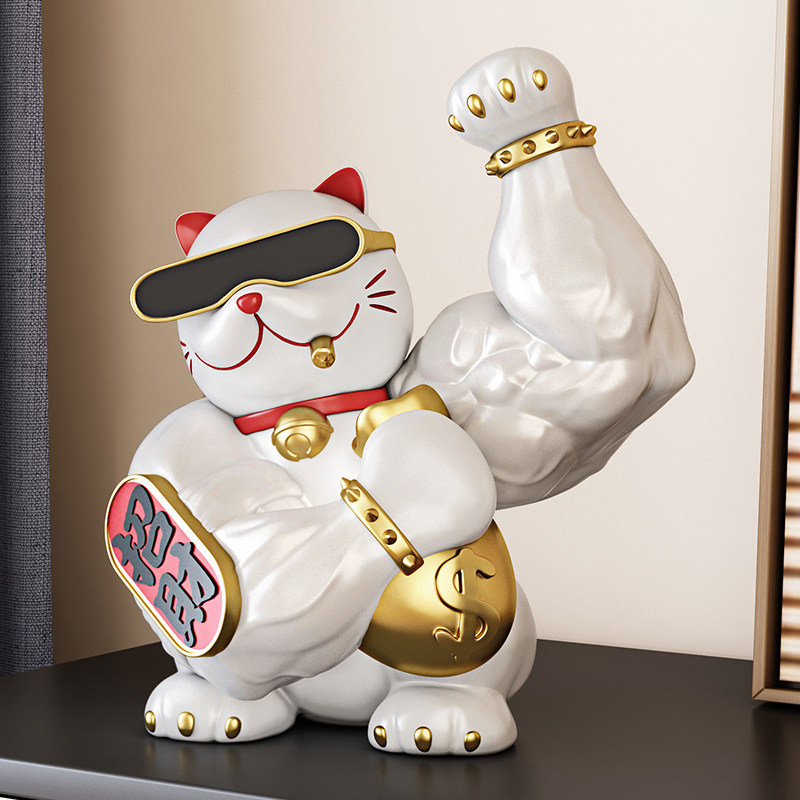 大力麒麟臂发财猫收银台装饰品公司前台摆件健身房开业礼物图片