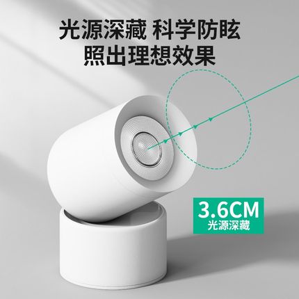 可调节明装射灯led天花灯客厅背景墙无主灯玄关天花灯cob小吸顶灯