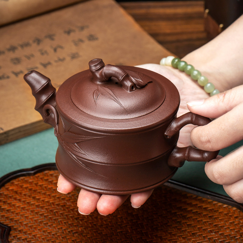 宜兴紫砂壶竹段壶纯手工原矿紫砂茶壶功夫茶具套装家用泡茶壶单壶
