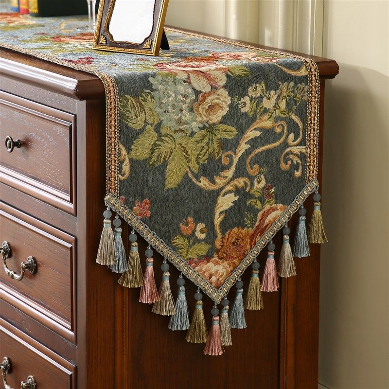 桌旗斗柜桌布长条盖布装饰美式电视柜法式复古轻奢高级感茶席高端