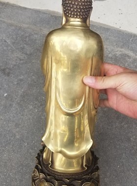 纯铜南无阿弥陀佛像接引佛摆件家居供奉属猪属狗本命佛摆设