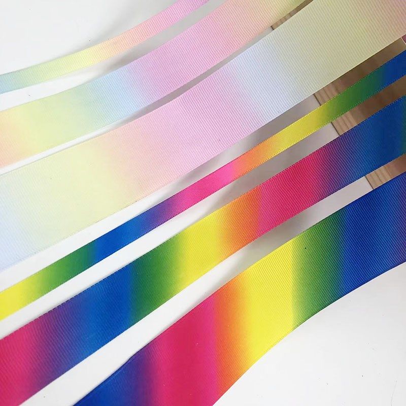 彩虹丝带手工发饰鲜花包装罗纹带蛋糕盒包装缎带加密涤纶礼品包装